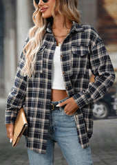 Retro Plaid Button Up Long Sleeve Casual Shirt