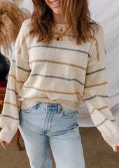 Multi Striped Crew Neck Knitted Sweater