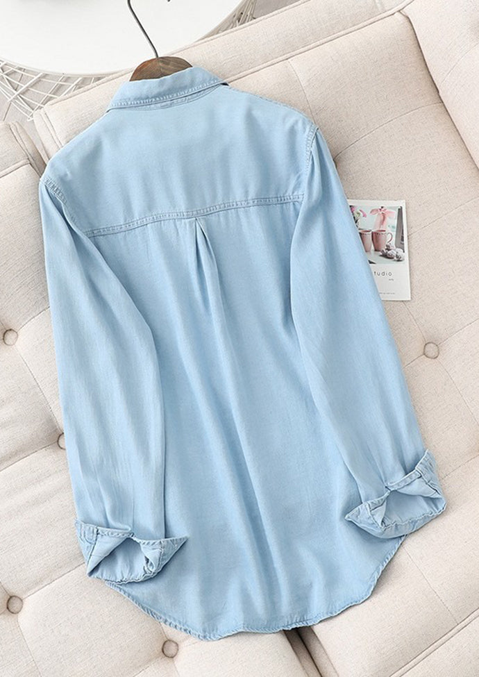 Retro Pocket Detail Button Up Denim Shirt