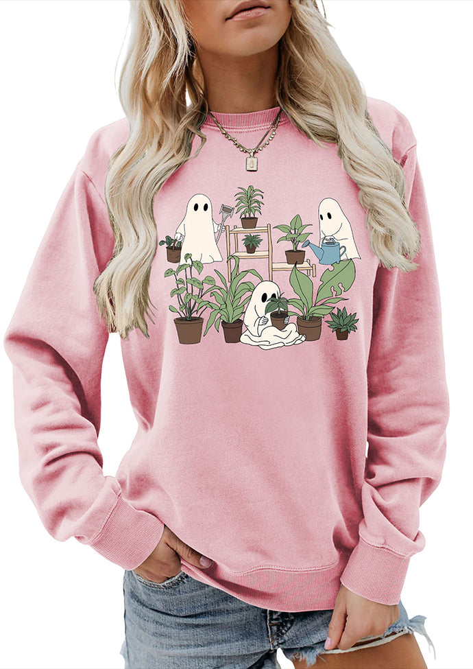 Spooky Print Crew Neck Graphic Sweatshirt