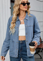 Washed Denim Jacket with Pockets