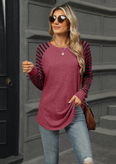Striped Long Sleeve Crew Neck Casual T-shirt