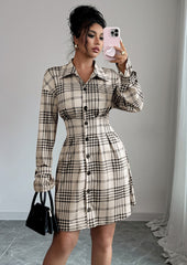 Plaid Slim Fit Button Up Shirt Dress