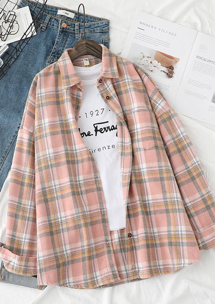 Plaid Brushed Woolen Vintage Shirt