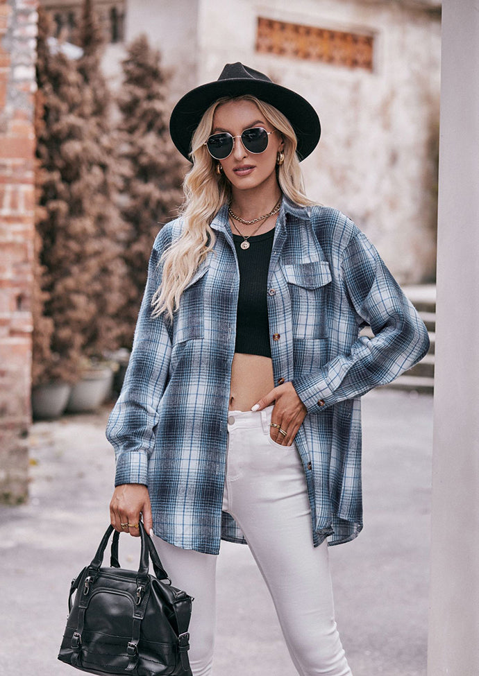 Button Up Pocket Detail Retro Plaid Shirt