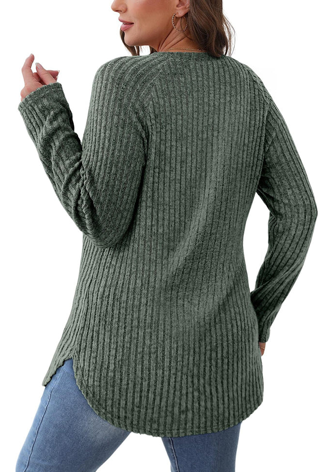 Crew Neck Textured Round Hem Casual Tunic