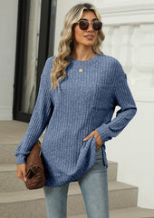 Side Split Pocket Detail Textured Casual Tunic