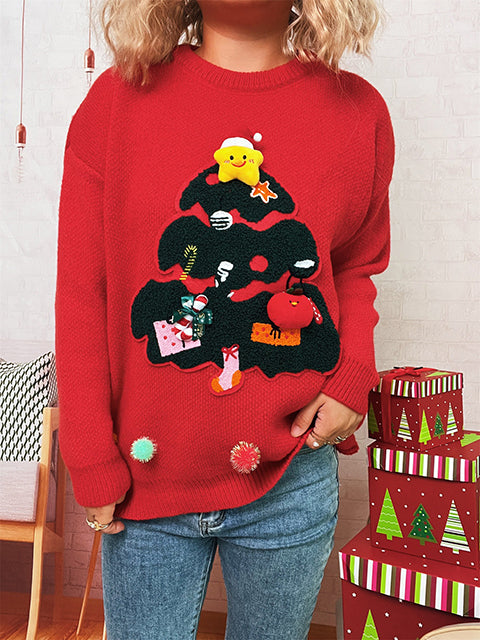 Christmas Tree Jacquard Knitted Sweater