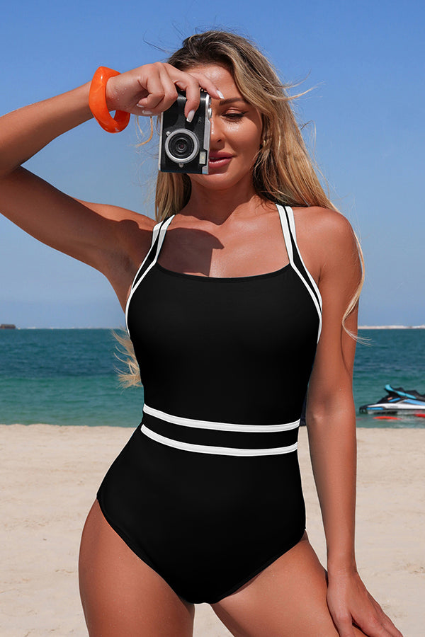 Two Tone Tummy Control One-piece Swimsuit - Swimwear from Cindelily