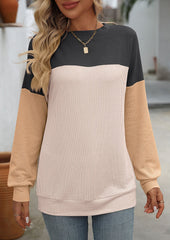 Textured Color Block Crew Neck T-shirt