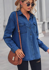 Button Up Washed Denim Casual Shirt
