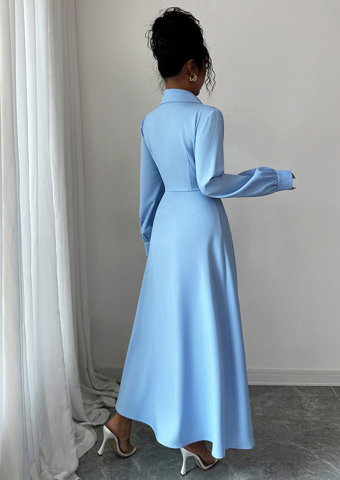Button Down Pleated Maxi Shirt Dress