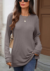 Textured Side Split Crew Neck Tunic