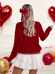 Love Jacquard Crew Neck Sweater