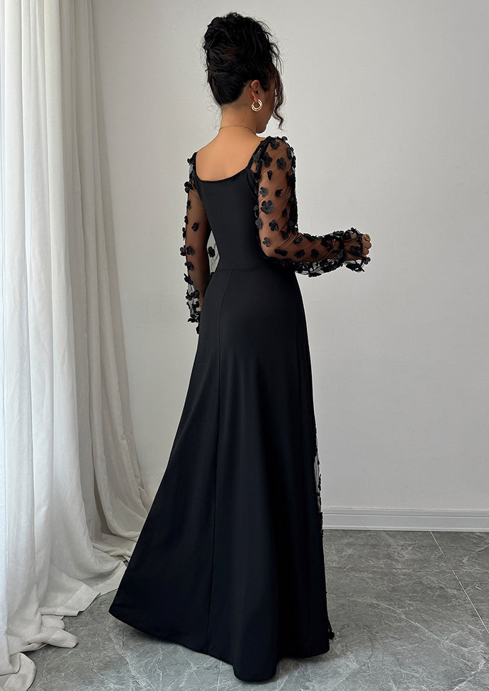 Floral Jacquard Lace Inset Maxi Dress