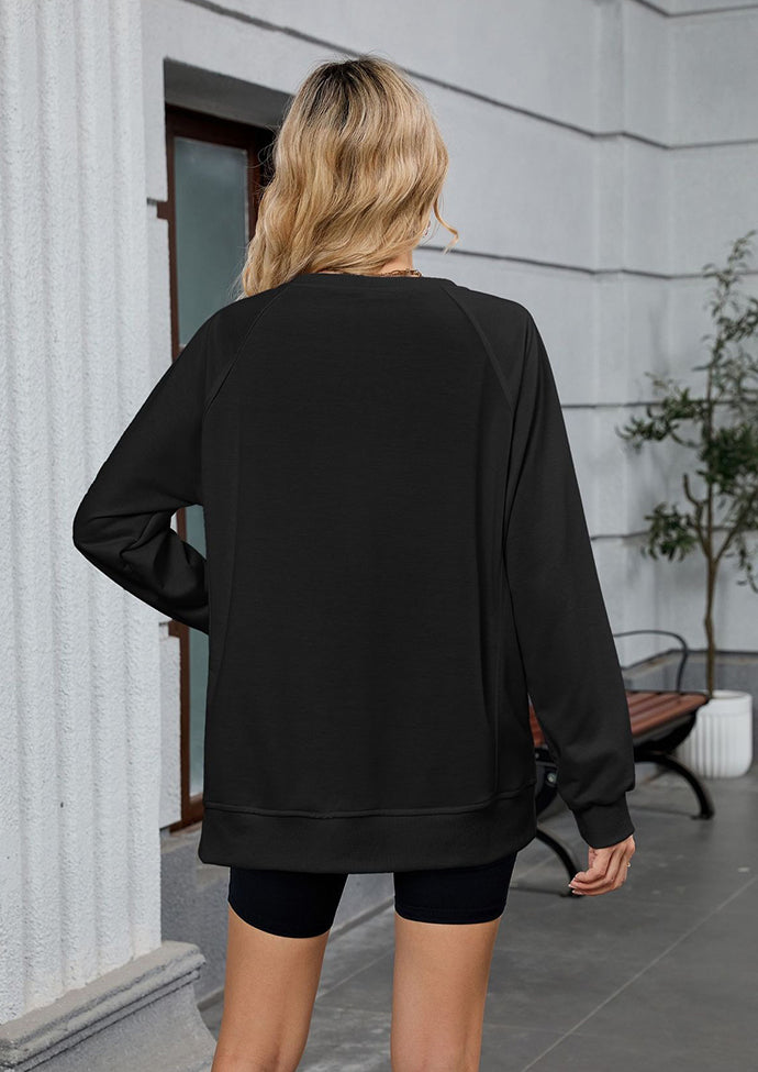 Ribbed Crew Neck Long Sleeve Oversize Sweatshirt