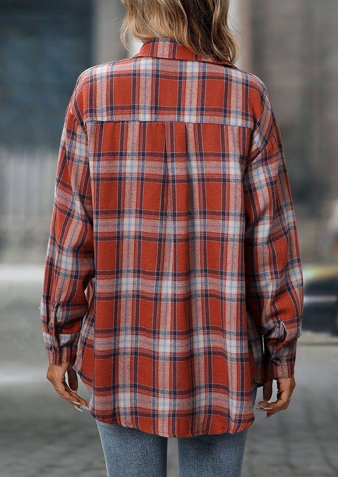 Retro Plaid Button Up Long Sleeve Casual Shirt