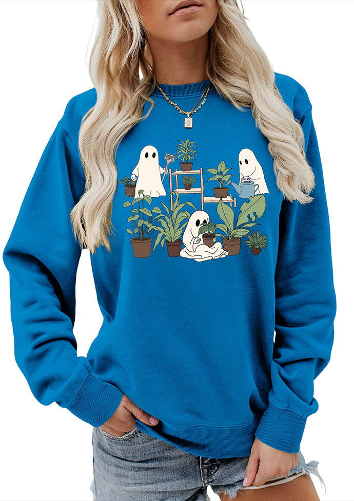 Spooky Print Crew Neck Graphic Sweatshirt