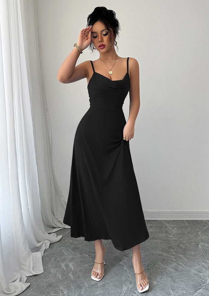 Cowl Neck Fit & Flare Maxi Dress