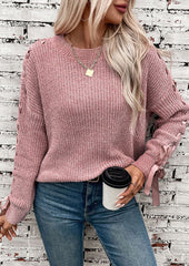 Lace Up Bow Tie Knitted Sweater