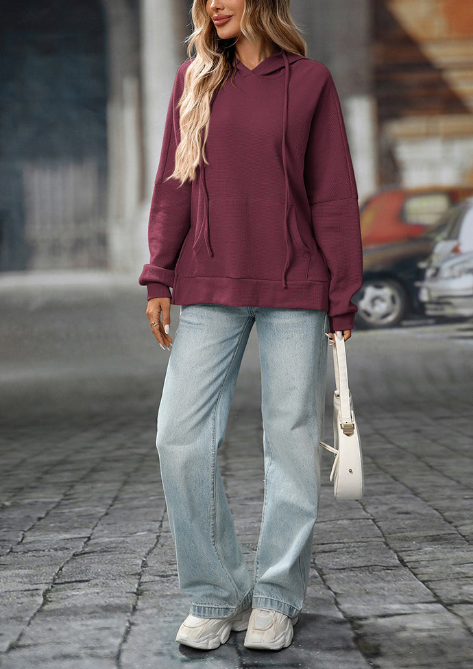 Waffle Hooded Sweatshirt with Front Pocket