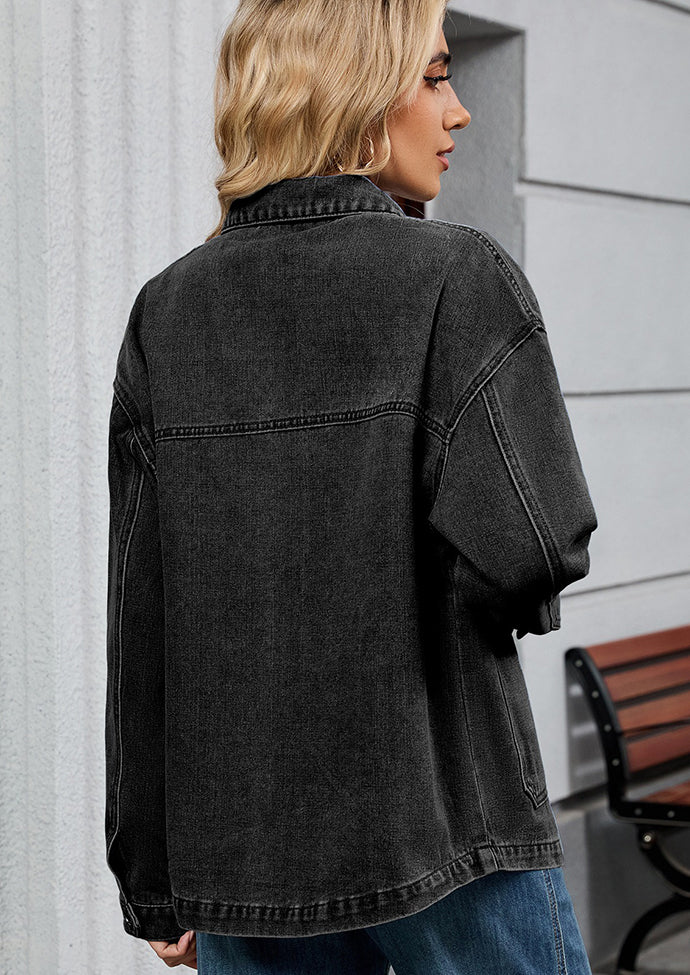 Washed Denim Jacket with Pockets