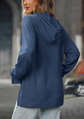 Waffle Hooded Sweatshirt with Front Pocket