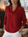 Soft Elegant Solid Ruffled Collar Sweater