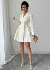 OL Style Double-breasted Pleated Mini Dress
