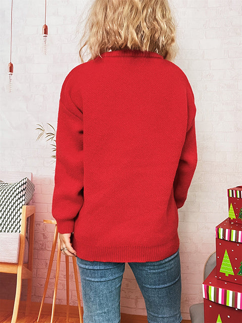 Christmas Tree Jacquard Crew Neck Sweater