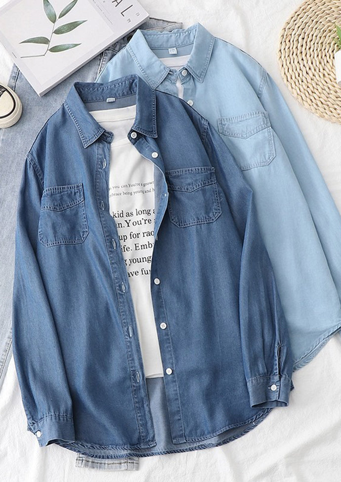 Retro Pocket Detail Button Up Denim Shirt