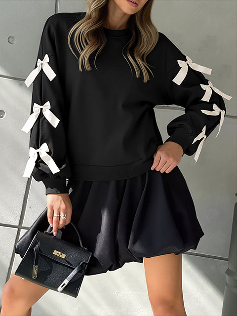 Bow Detail Crew Neck Sweatshirt