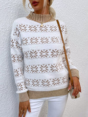Christmas Snowflake Jacquard Turtleneck Sweater