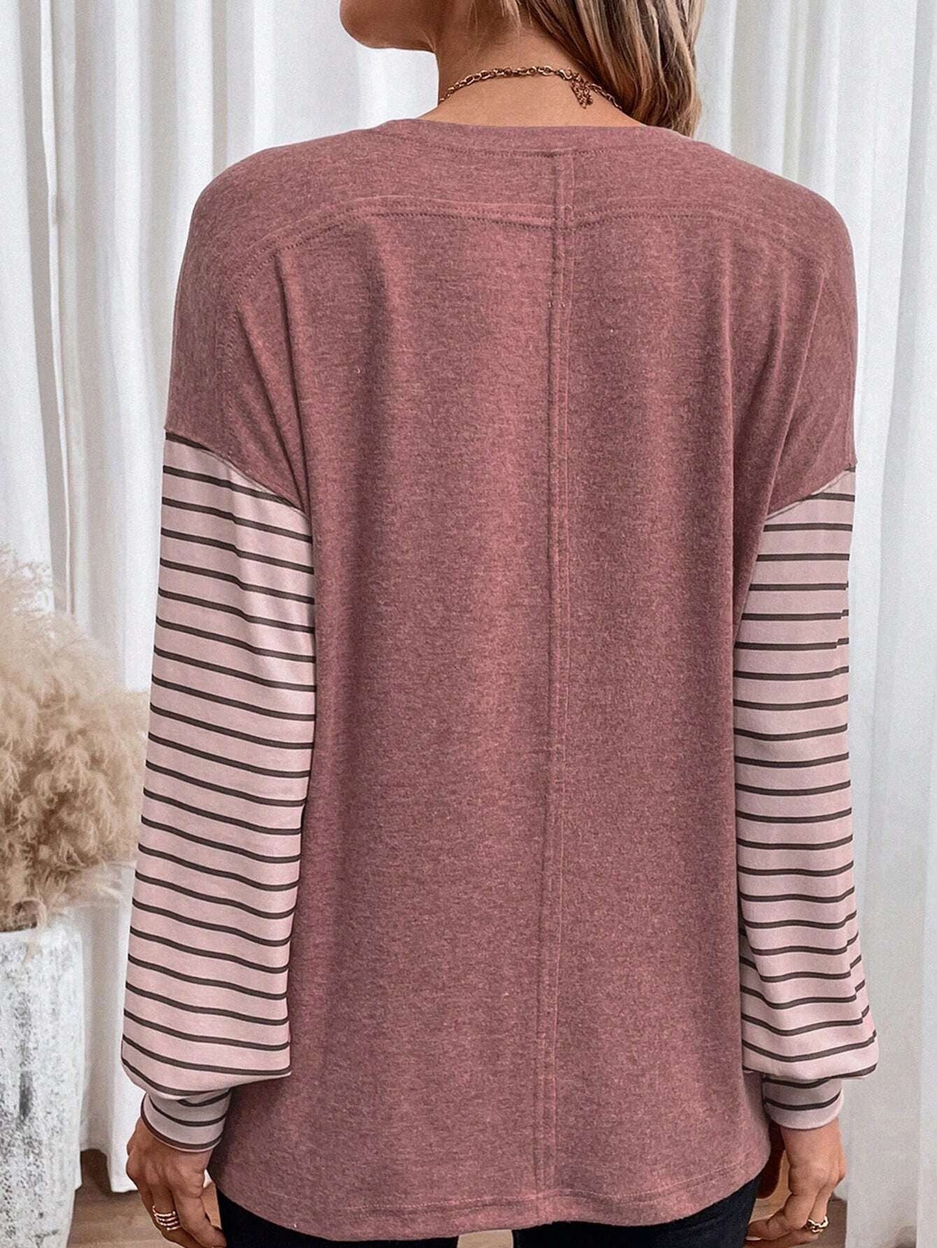 Color Block Stripe Long Sleeve T-shirt