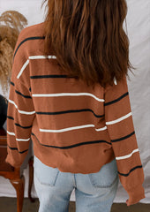 Multi Striped Crew Neck Knitted Sweater