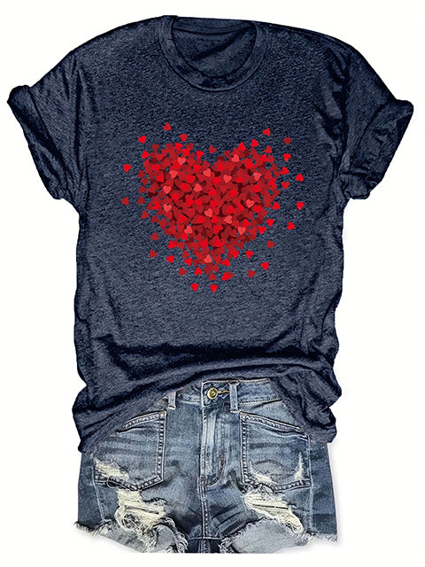 Heart Patterned Short Sleeve T-shirt