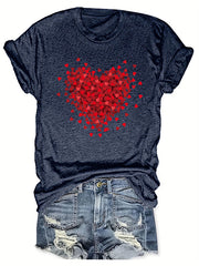 Heart Patterned Short Sleeve T-shirt