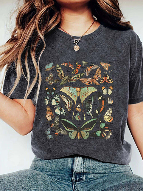 Butterfly Patterned Short Sleeve T-shirt