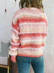 Ombre Fluffy Multi-color Stripe Knitted Sweater