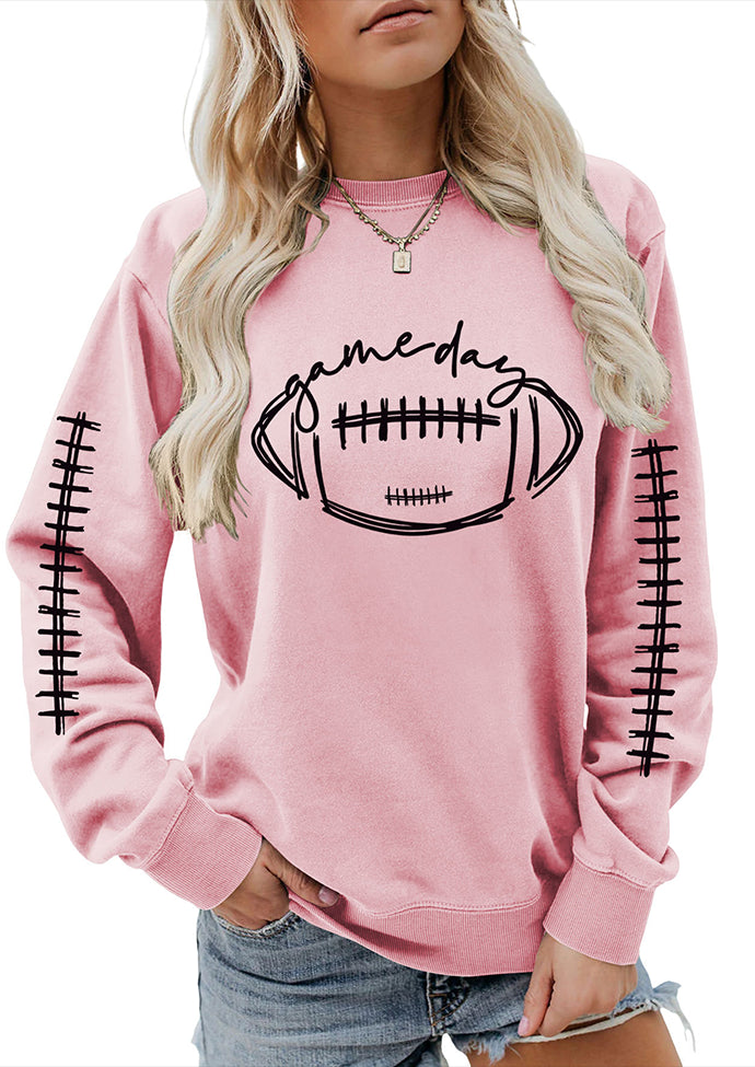 Game Day Football Print Crew Neck Sweatshirt