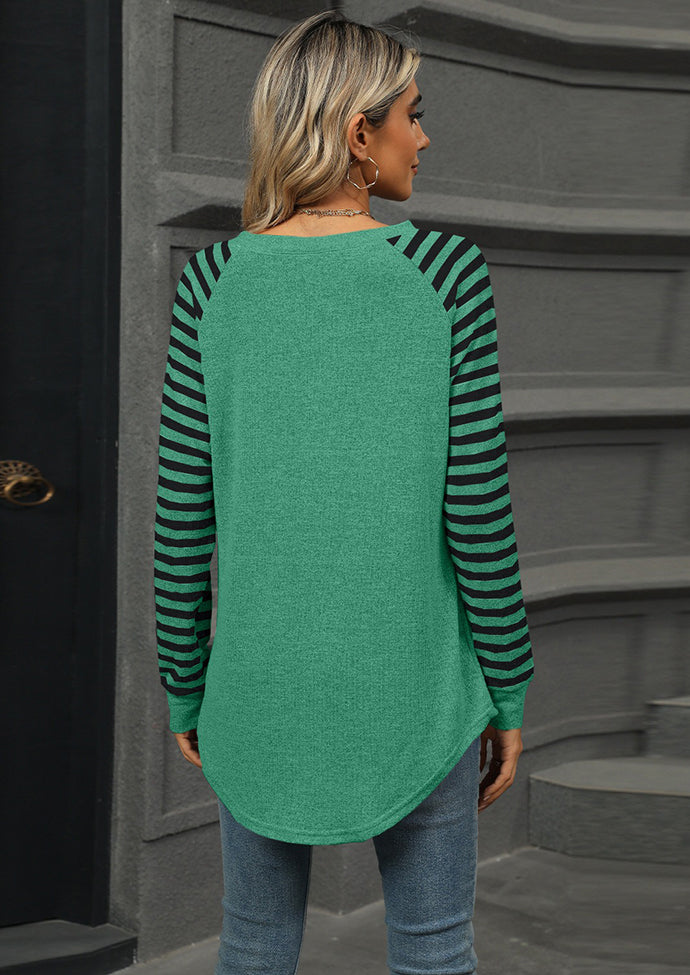 Striped Long Sleeve Crew Neck Casual T-shirt