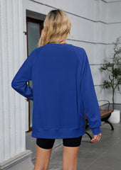 Ribbed Crew Neck Long Sleeve Oversize Sweatshirt