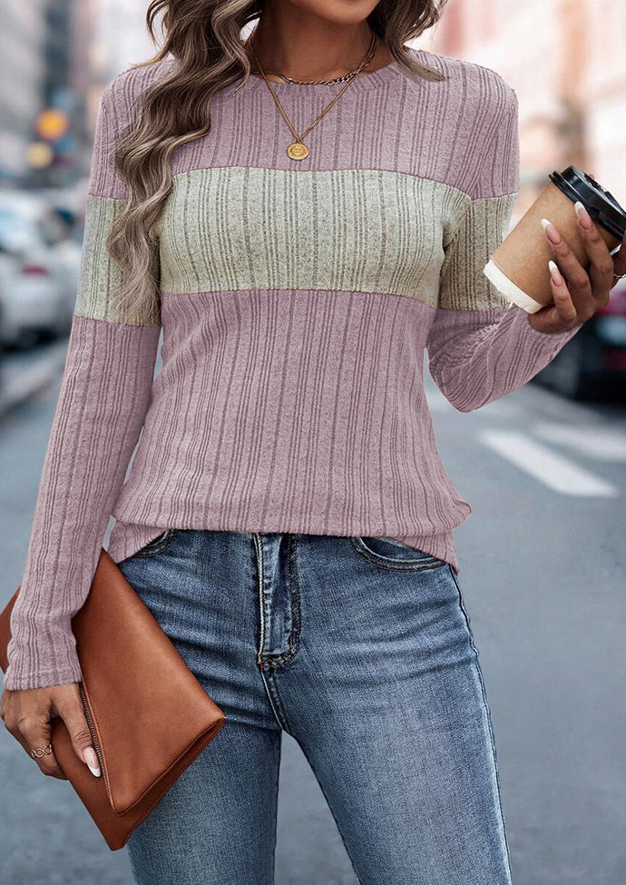 Color Block Textured Long Sleeve T-shirt