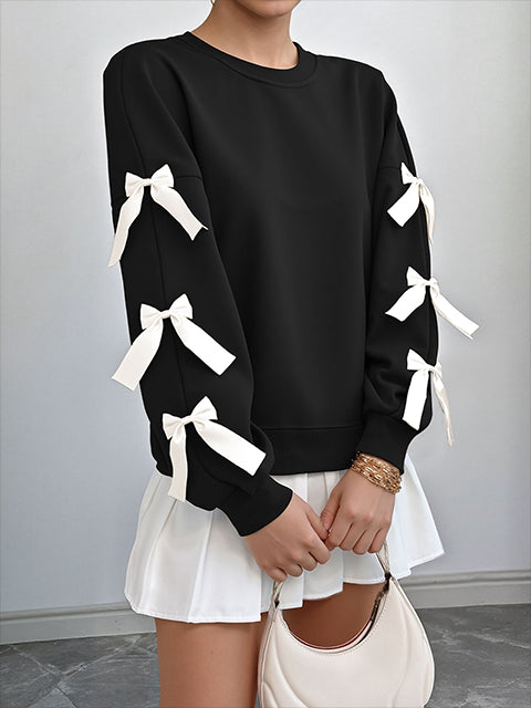 Bow Detail Crew Neck Sweatshirt