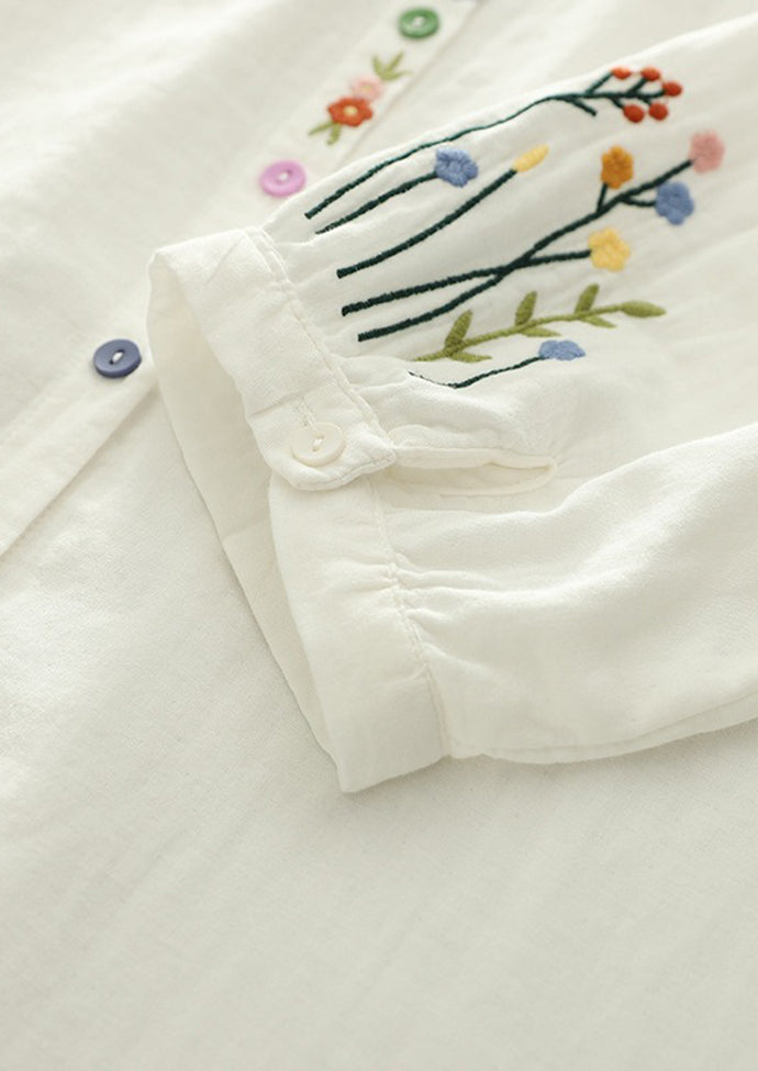 Colorful Button Detail Double Cotton Yarn Fabric Shirt
