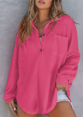Waffle Knitted Button Up Blouse