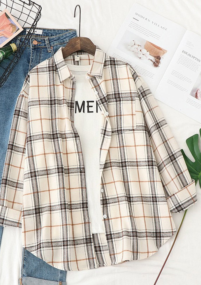 Vintage Plaid Brushed Button Up Shirt