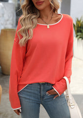Color Block Crew Neck Knitted Casual Sweater
