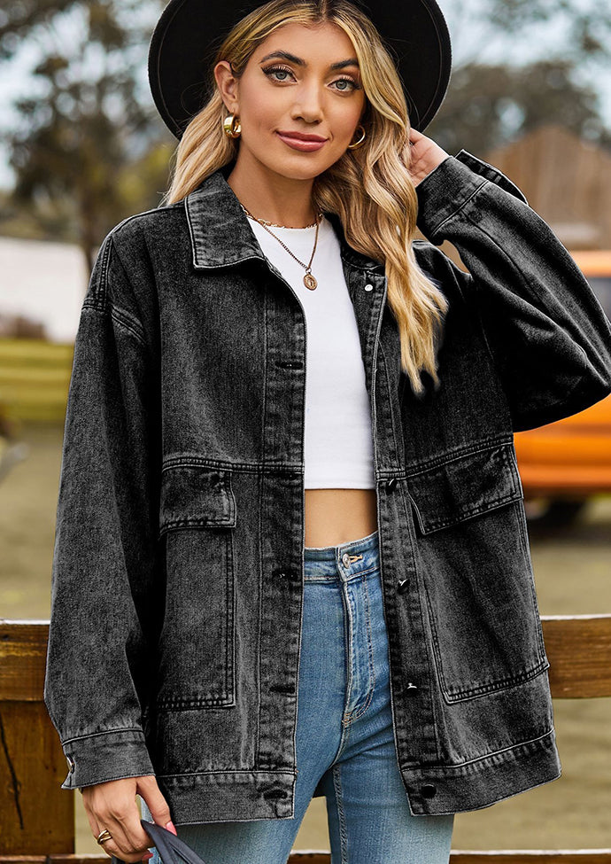 Retro Washed Button Up Denim Jacket