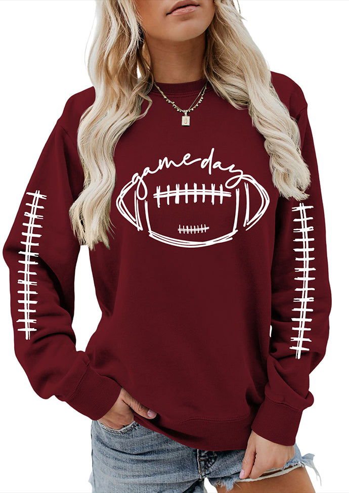 Game Day Football Print Crew Neck Sweatshirt